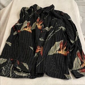 Black Floral Button-Up Women's Top